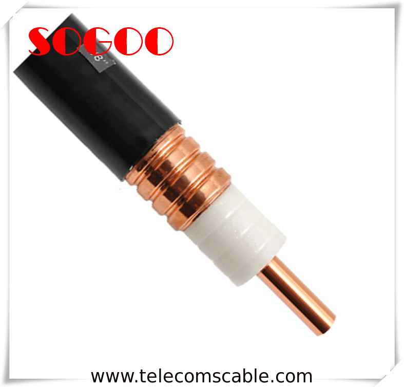 Telecom Custom Rf Cables With Black PE Jacket , 1/2" Copper Rf Coaxial Cable