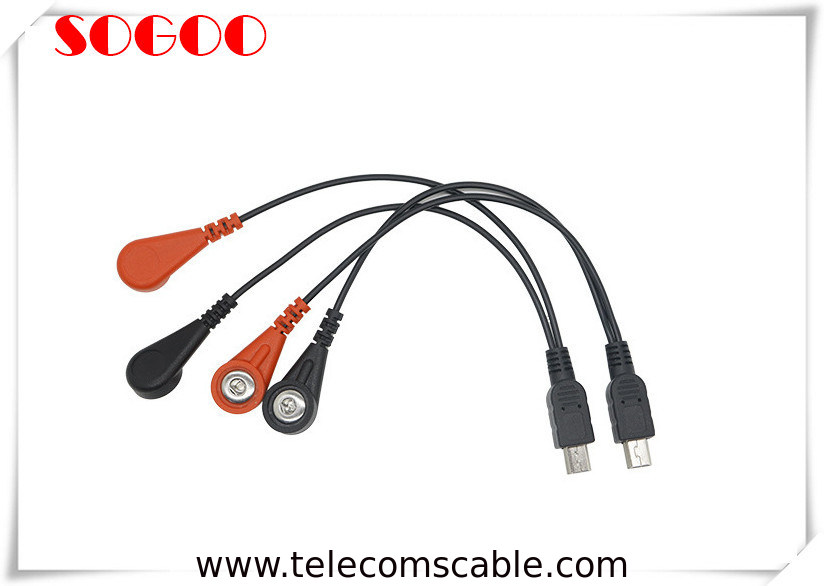 Micro 4.0mm Electrode Lead Cable Customized Length Snap Button Lead
