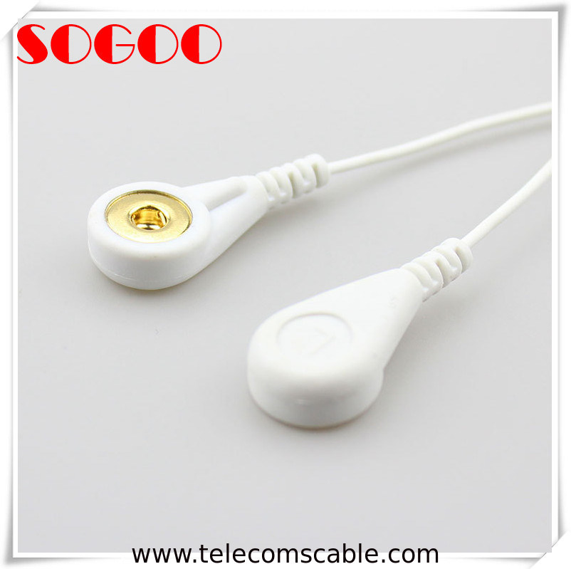 Safe plug snap connector tens unit lead wire, snap electrode cable