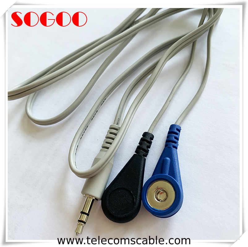 Safe plug snap connector tens unit lead wire, snap electrode cable
