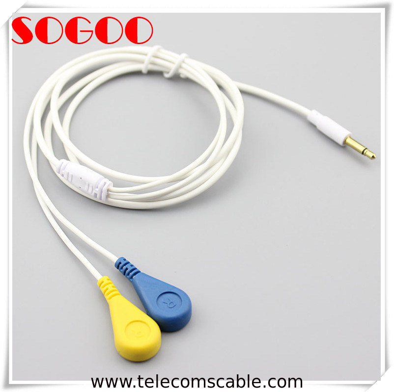 Flexible Ecg Electrode Lead Cable Custom 3.5mm Female Snap Button OEM / ODM