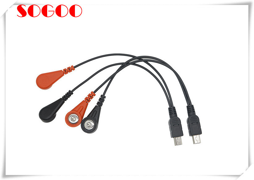 Micro 4.0mm Electrode Lead Cable Customized Length Snap Button Lead