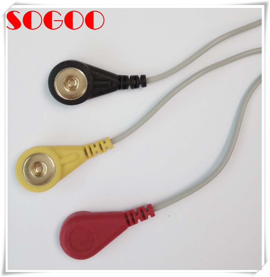 Audio Plug To 3 Snap Electrode Lead Wire , Conductive ECG Electrode Cable