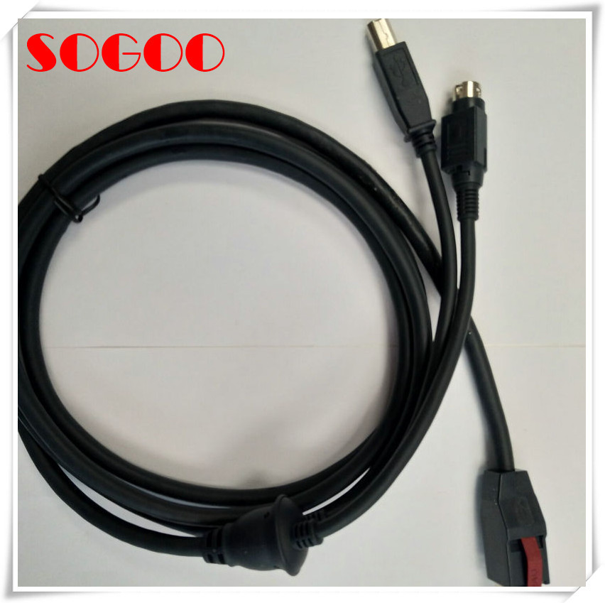 24V PoweredUSB Y splitter cable to 3Pin power din and USB B male cable